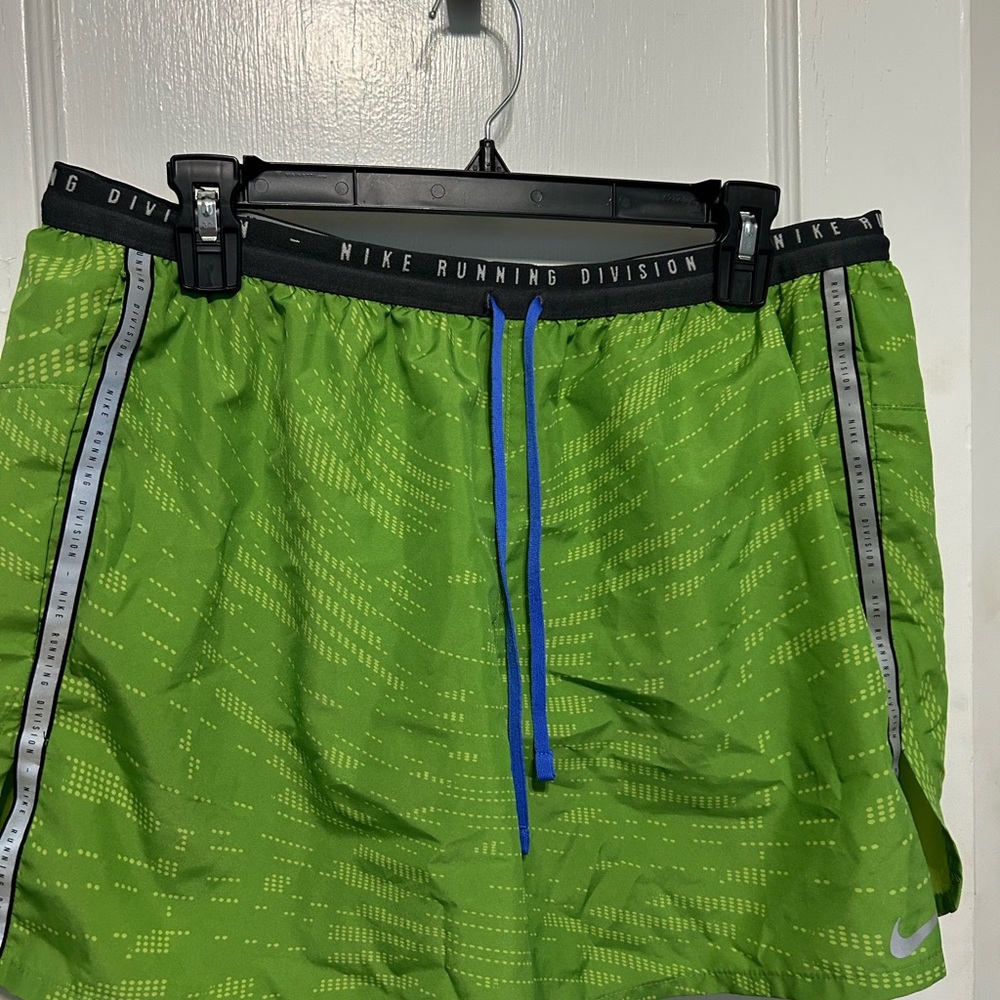 Nike Lime Green Dri-FIT Running Shorts with Blue Accents